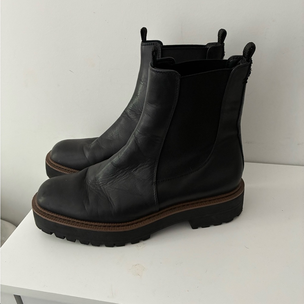 Sam Edelman Black Chelsea Boots with Brown Sole